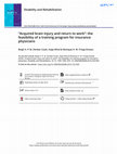 Research paper thumbnail of “Acquired brain injury and return to work”: the feasibility of a training program for insurance physicians