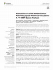 Research paper thumbnail of Alterations in Urine Metabolomics Following Sport-Related Concussion: A 1H NMR-Based Analysis