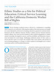 Research paper thumbnail of Ethnic Studies as a Site for Political Education: Critical Service Learning and the California Domestic Worker Bill of Rights