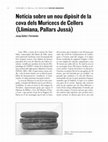 Research paper thumbnail of Notícia sobre un nou dipòsit de la cova dels Muricecs de Cellers (Llimiana, Pallars Jussà)