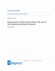 Research paper thumbnail of Determinants of state aid to firms: the case of the European automotive industry