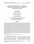 Research paper thumbnail of Expanding Participation in Computing: Including Programming Principles in a Non-Majors Course