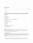 Research paper thumbnail of Current Research in Andean Archaeology, Andean Past 9