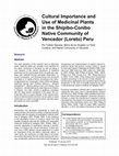 Research paper thumbnail of Cultural Importance and Use of Medicinal Plants in the Shipibo-Conibo Native Community of Vencedor (Loreto) Peru