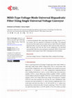 Research paper thumbnail of MISO-Type Voltage-Mode Universal Biquadratic Filter Using Single Universal Voltage Conveyor