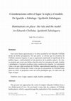 Research paper thumbnail of Consideraciones sobre el lugar: la regla y el modelo. De Igueldo a Zabalaga / Igeldotik Zabalagara