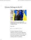 Research paper thumbnail of Ukraine Belongs in the EU