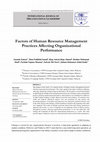 Research paper thumbnail of Factors of Human Resource Management Practices Affecting Organizational Performance