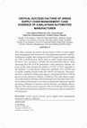 Research paper thumbnail of Critical success factors of green supply chain management: case evidence of a Malaysian automotive manufacturer / Noor Sufiawati Khairani … [et al.]