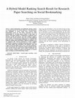 Research paper thumbnail of A Hybrid Model Ranking Search Result for Research Paper Searching on Social Bookmarking