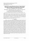 Research paper thumbnail of Analysis Of Learning Effectiveness Between College Students With Different Genders Of The Department Of Geography, University Of Maiduguri, Borno State,Nigeria