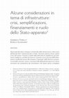 Research paper thumbnail of Alcune considerazioni in tema di infrastrutture: crisi, semplificazioni, finanziamenti e ruolo dello Stato-apparato