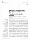 Research paper thumbnail of A Modified Lysimeter Study for Phyto-Treatment of Moderately Saline Wastewater Using Plant-Derived Filter Bedding Materials