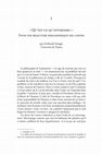 Research paper thumbnail of "Qu’est-ce qu’optimisme ?" Pour une relecture philosophique des contes