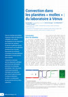 Research paper thumbnail of Convection dans les planètes « molles » : du laboratoire à Vénus