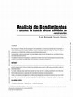 Research paper thumbnail of Análisis De Rendimientos y Consumos De Mano De Obra en Actividades De Construcción