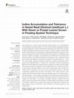 Research paper thumbnail of Iodine Accumulation and Tolerance in Sweet Basil (Ocimum basilicum L.) With Green or Purple Leaves Grown in Floating System Technique