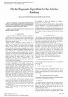 Research paper thumbnail of On the Pagerank Algorithm for the Articles Ranking