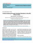 Research paper thumbnail of Critical thinking through translated literature in the EFL Omani Class