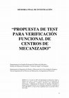 Research paper thumbnail of Propuesta de test para verificación funcional de centros de mecanizado