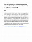 Research paper thumbnail of Credit and recognition in a more interoperable global context: Implications for data privacy, certification and the recognition of prior learning