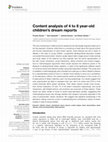 Research paper thumbnail of Content analysis of 4 to 8 year-old children's dream reports