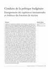 Research paper thumbnail of Conduite de la politique budgétaire. Enseignements des expériences internationales et évidences des fonctions de réaction