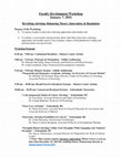 Research paper thumbnail of Faculty Development Workshop January 7, 2016 Revisiting Advising: Balancing Theory, Innovation, & Regulation Purpose of the Workshop: To expose faculty to innovative advising approaches and models and To initiate a conversation among faculty about what these innovative advising approaches and mod...