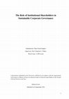 Research paper thumbnail of The Role of Institutional Shareholders in Sustainable Corporate Governance