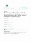 Research paper thumbnail of Prevalence and possible factors associated with anaemia, and vitamin B 12 and folate deficiencies in women of reproductive age in Pakistan: analysis of national-level secondary survey data