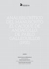 Research paper thumbnail of Análisis crítico del manuscrito El Cacique de Andacollo, de Pablo Galleguillos (1931)