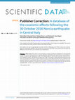 Research paper thumbnail of Publisher Correction: A database of the coseismic effects following the 30 October 2016 Norcia earthquake in Central Italy