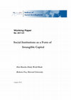 Research paper thumbnail of Social Institutions as a Form of Intangible Capital