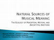 Research paper thumbnail of NATURAL SOURCES OF MUSICAL MEANING: THE ECOLOGY OF PERCEPTION, MOTION, AND ARCHETYPAL EMOTIONS