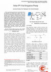 Research paper thumbnail of Solar PV Fed Irrigation Pump