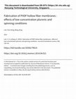 Research paper thumbnail of Fabrication of PVDF Hollow Fiber Membranes: Effects of Low-Concentration Pluronic and Spinning Conditions