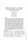 Research paper thumbnail of On the Efficacy of Explicit Corrective Feedback on Descriptive Writing Accuracy of Iranian Intermediate EFL Learners