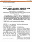 Research paper thumbnail of Effect of biological and chemical preservatives on the shelf life of West African soft cheese