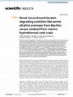 Research paper thumbnail of Novel recombinant keratin degrading subtilisin like serine alkaline protease from Bacillus cereus isolated from marine hydrothermal vent crabs