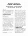 Research paper thumbnail of Searching for interestingness in Wikipedia and Yahoo!