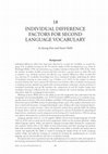 Research paper thumbnail of -Kim Webb Individual Difference Factors for Second Language Vocabulary