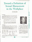 Research paper thumbnail of Toward a Definition of Sexual Harassment in the Workplace