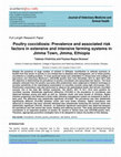 Research paper thumbnail of Poultry coccidiosis: Prevalence and associated risk factors in extensive and intensive farming systems in Jimma Town, Jimma, Ethiopia