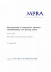 Research paper thumbnail of Determinants of competitive intensity: substitutability and pricing policy