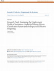 Research paper thumbnail of Research Panel: Examining the Employment Profile of Institutions Under the Mission-Driven Classification System and the Impact of Collective Bargaining