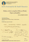 Research paper thumbnail of Ediția critică completă Eliade. Opera științifică | Academia Română, Filiala Timișoara | 1/09/2022