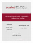 Research paper thumbnail of Data and policy decisions: Experimental evidence from Pakistan