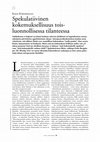 Research paper thumbnail of Spekulatiivinen kokemuksellisuus toisluonnollisessa tilanteessa