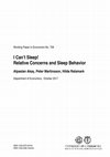 Research paper thumbnail of I Can’t Sleep! Relative Concerns and Sleep Behavior