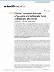 Research paper thumbnail of Distinct temporal features of genuine and deliberate facial expressions of surprise